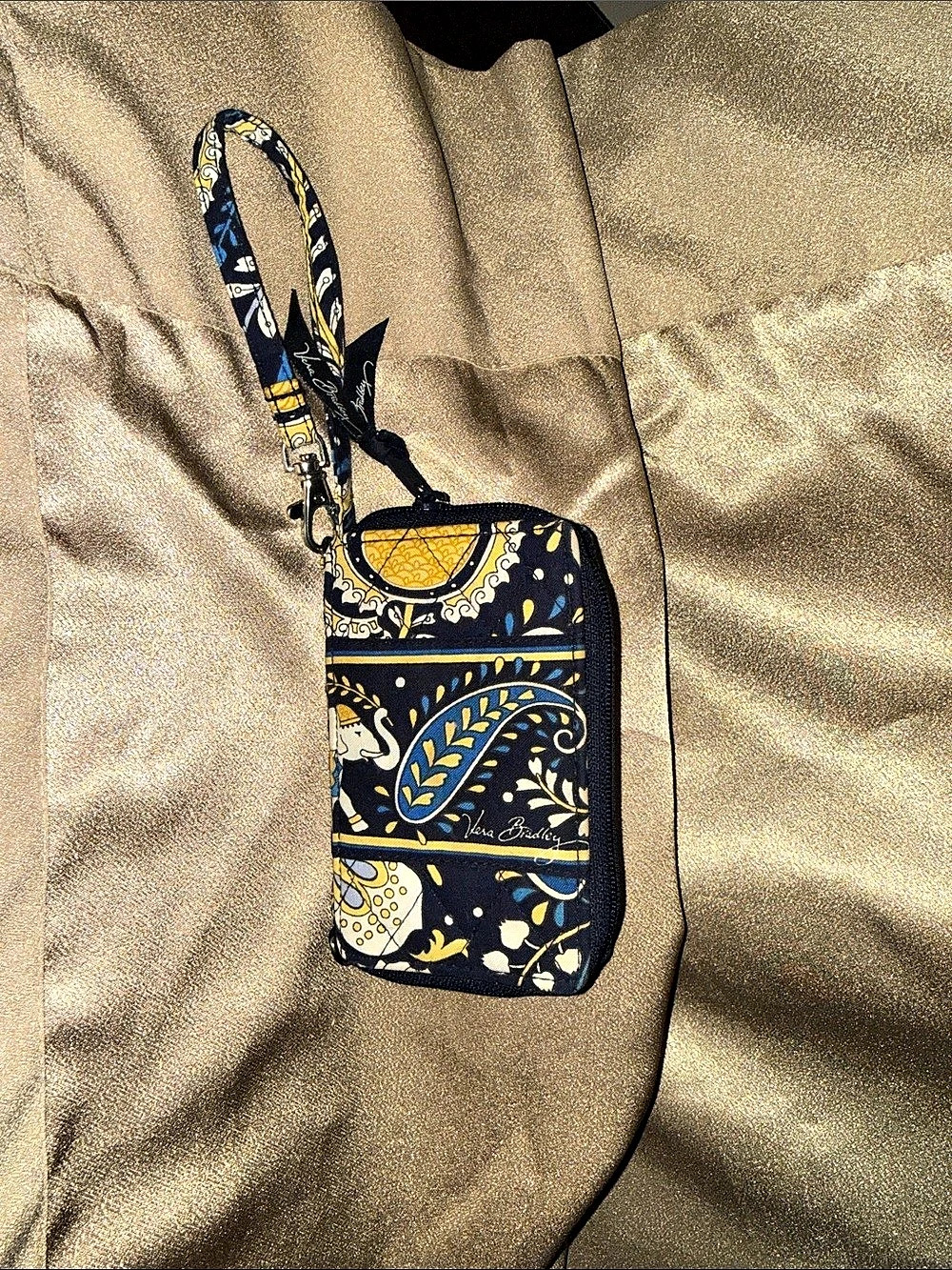 Vera Bradley Zip ID Case and Lanyard Set Crossbody Bag Blue & Yellow